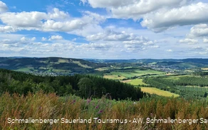Blick auf Schmallenberg und Fleckenberg, sowie auf die Hunau und das Hawerland.