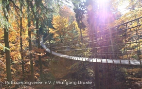 Hängebrücke am Rothaarsteig im Herbst