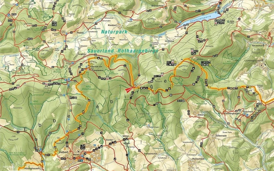 Ausschnitt aus dem Wanderwegenetz