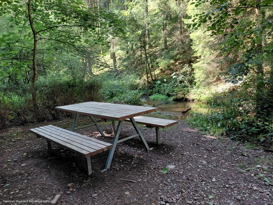 Ruhemöbel am Waldbach
